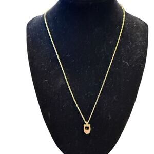 Coach Rose Gold Logo Necklace with Minimalist Pendant